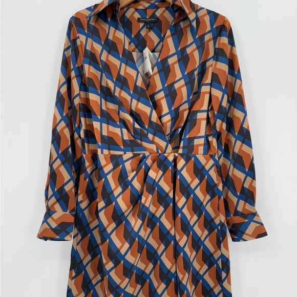 Banana Republic Satin Wrap Mini Dress in Orange Print Size 12 - Picture 13 of 14